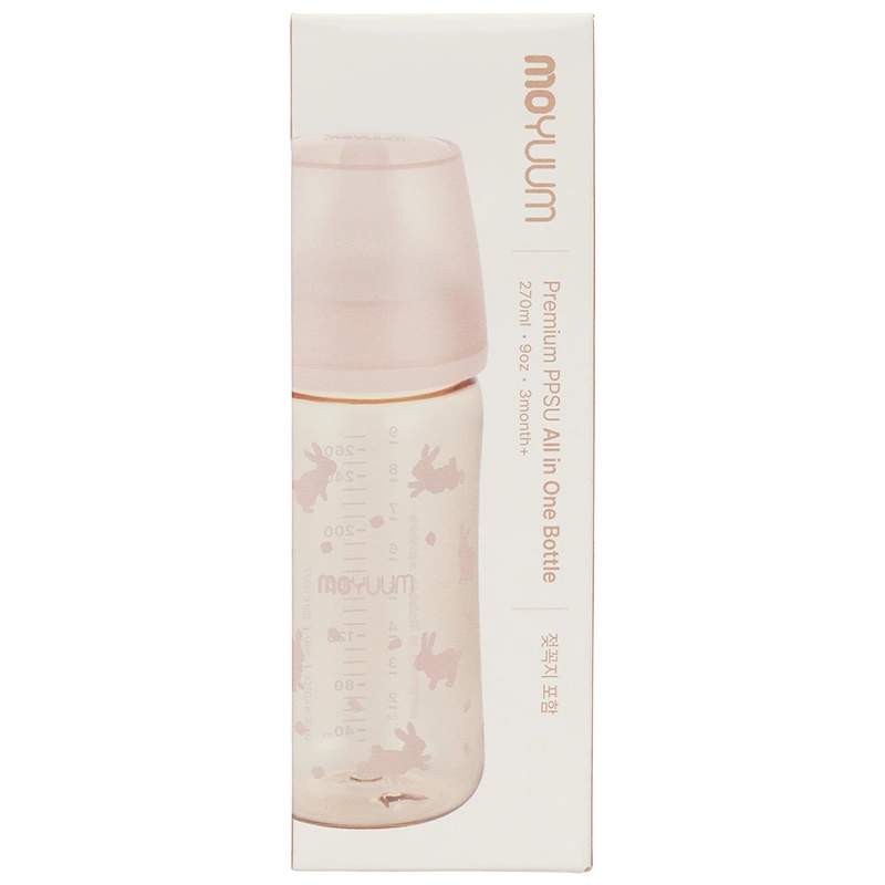 Bình sữa nhựa PPSU Moyuum cổ rộng All In One Bottle 270 ml - Thỏ hồng (3 - 6 tháng) 10