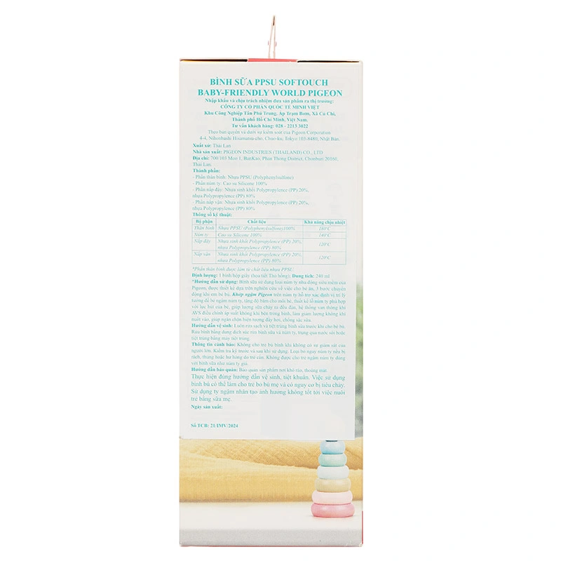 Bình sữa nhựa PPSU Pigeon Softouch Baby-Friendly World cổ rộng 240 ml - Thỏ hồng (từ 3 tháng) 13