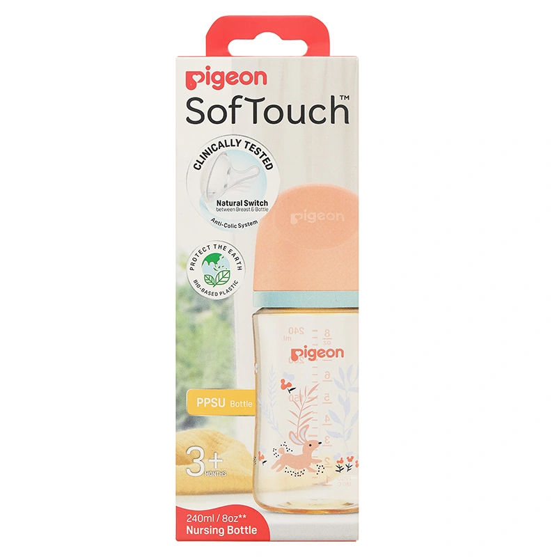 Bình sữa nhựa PPSU Pigeon Softouch Baby-Friendly World cổ rộng 240 ml - Thỏ hồng (từ 3 tháng) 10