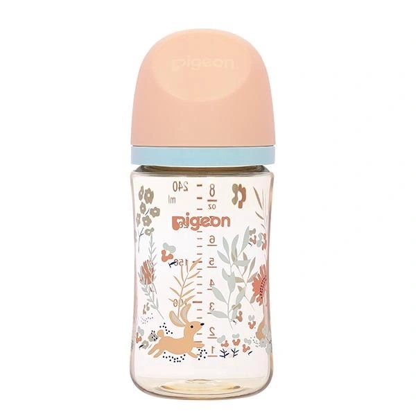 Bình sữa cổ rộng Pigeon Softouch Baby-Friendly World - Thỏ hồng