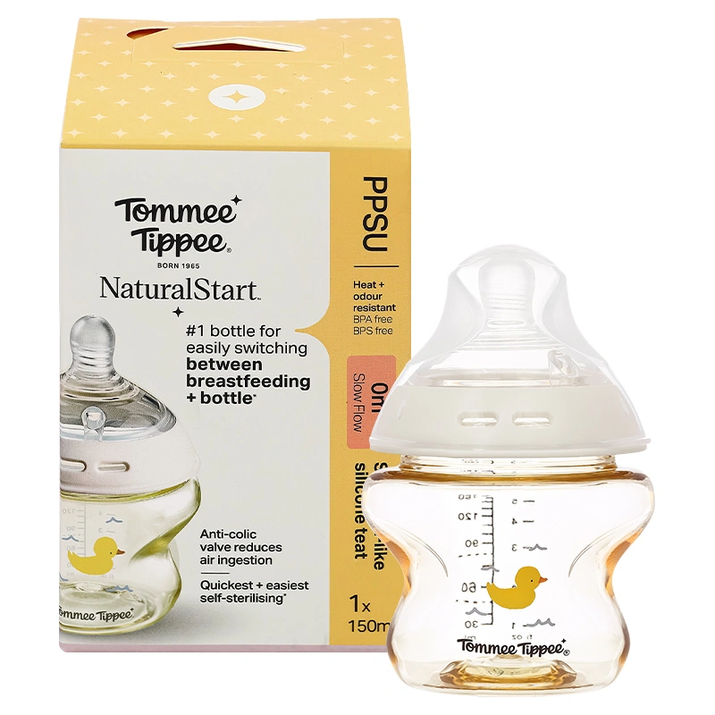 Bình sữa nhựa PPSU Tommee Tippee Natural Start cổ rộng 150 ml (0 - 3 tháng) - Họa tiết vàng 8