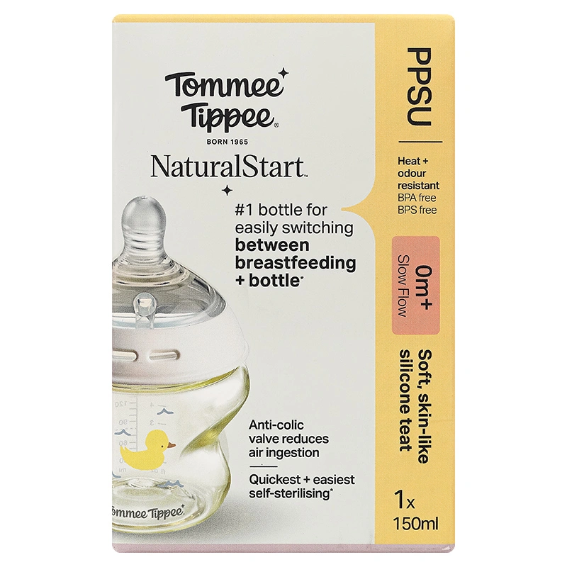 Bình sữa nhựa PPSU Tommee Tippee Natural Start cổ rộng 150 ml (0 - 3 tháng) - Họa tiết vàng 9