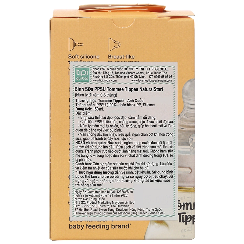 Bình sữa nhựa PPSU Tommee Tippee Natural Start cổ rộng 150 ml (0 - 3 tháng) - Mẫu mới 11