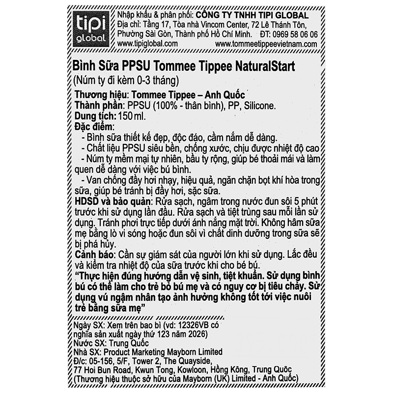 Bình sữa nhựa PPSU Tommee Tippee Natural Start cổ rộng 150 ml (0 - 3 tháng) - Mẫu mới 13