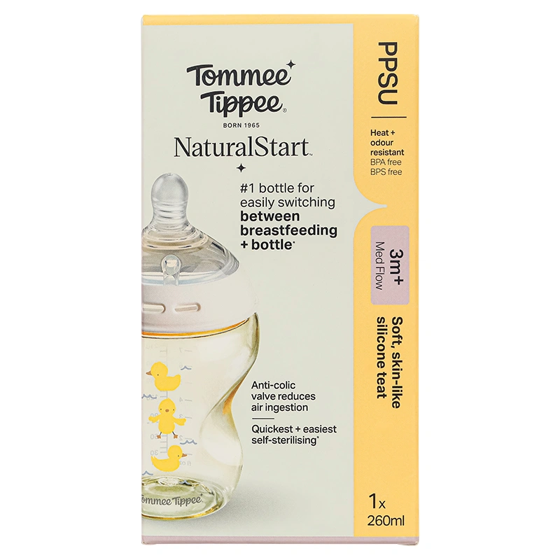 Bình sữa nhựa PPSU Tommee Tippee Natural Start cổ rộng 150 ml (0 - 3 tháng) - Họa tiết vàng 22