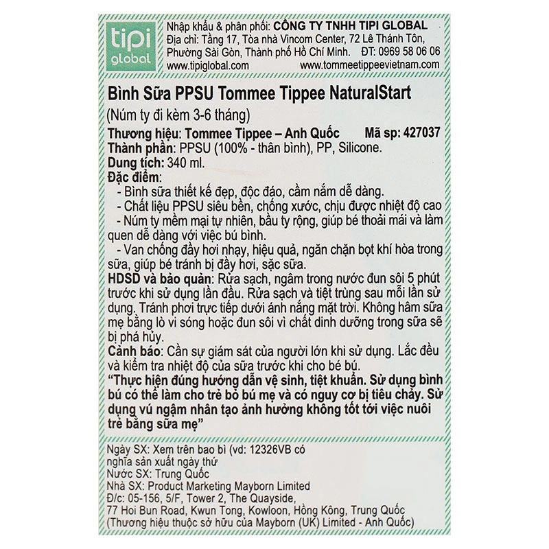Bình sữa nhựa PPSU Tommee Tippee Natural Start cổ rộng 150 ml (0 - 3 tháng) - Mẫu mới 40