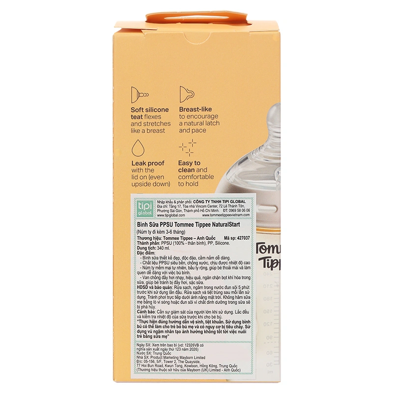 Bình sữa nhựa PPSU Tommee Tippee Natural Start cổ rộng 150 ml (0 - 3 tháng) - Mẫu mới 37