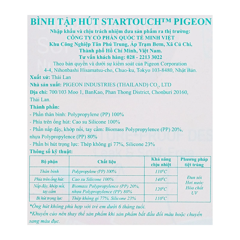 Bình tập uống Pigeon 250ml - Màu xanh lá (từ 6 tháng) 24