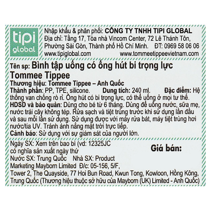 Bình tập uống Tommee Tippee 240ml - Màu xanh (từ 6 tháng) 12