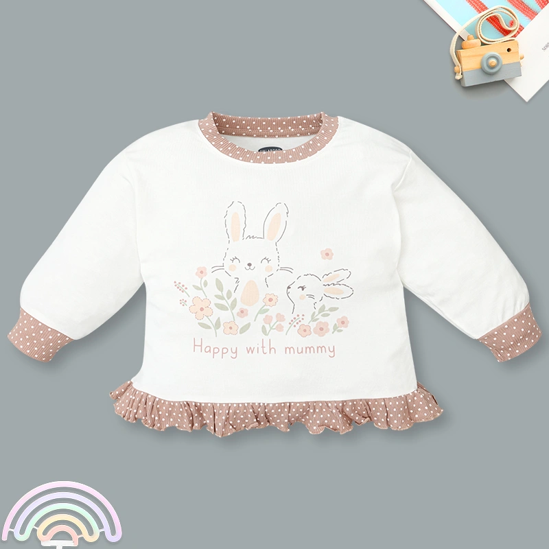 Bộ tay dài bé gái Ualarogo UR491 thỏ hoa màu xám 13