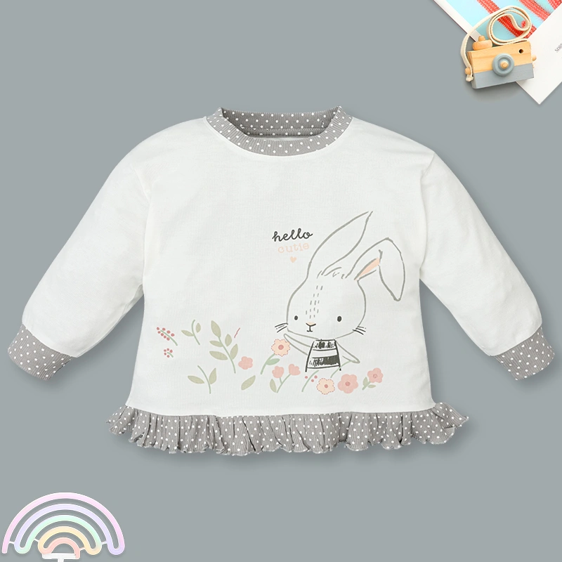 Bộ tay dài bé gái Ualarogo UR491 thỏ hoa màu xám 2