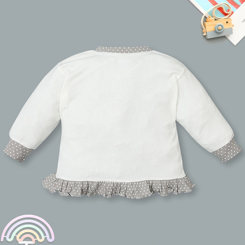 Bộ tay dài bé gái Ualarogo UR491 thỏ hoa màu xám 3