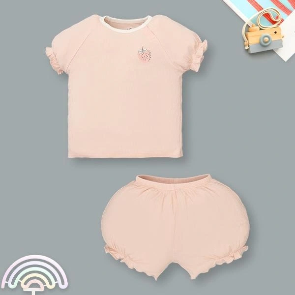 Bộ bé gái La Pomme bamboo hồng cam