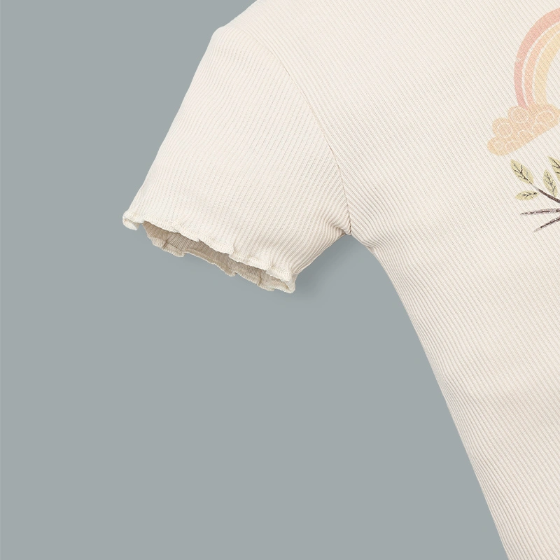 Bộ tay ngắn bé gái Ualarogo UR275 hình chú chim màu hồng nhạt 5