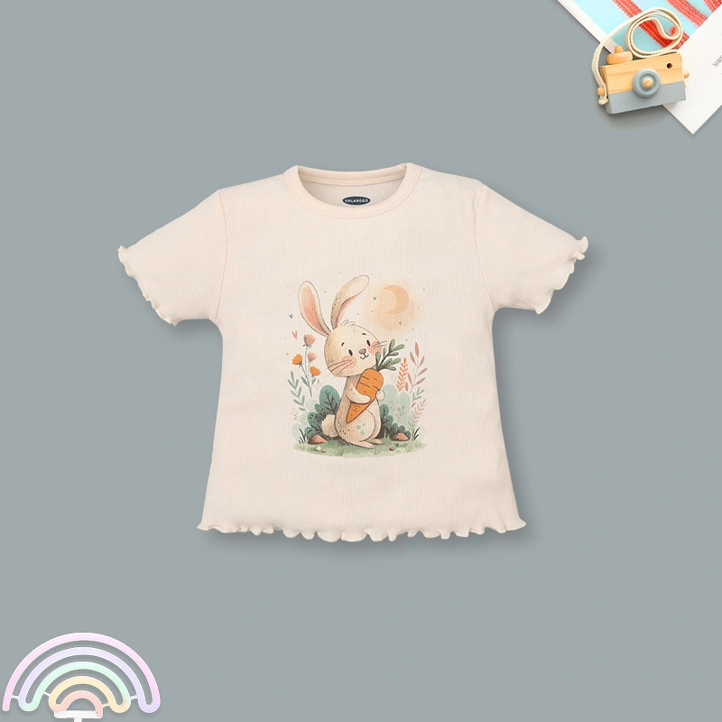 Bộ tay ngắn bé gái Ualarogo UR275 hình chú chim màu hồng nhạt 13