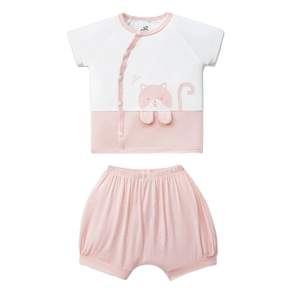 Bộ tay ngắn unisex La Pomme sợi tre hồng