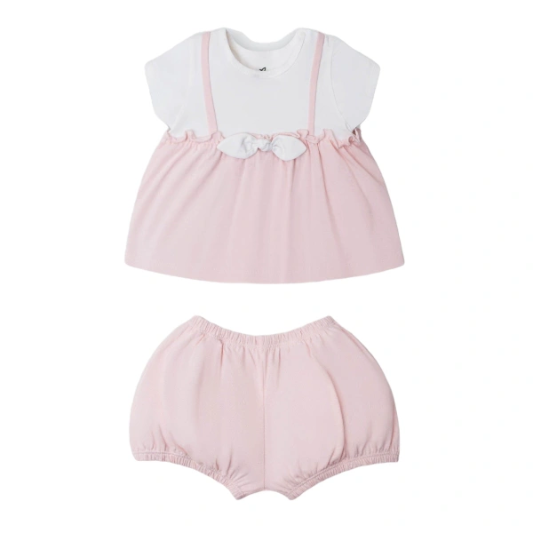 Bộ bé gái La Pomme cotton hồng