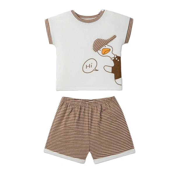Bộ bé trai La Pomme bamboo trắng nâu