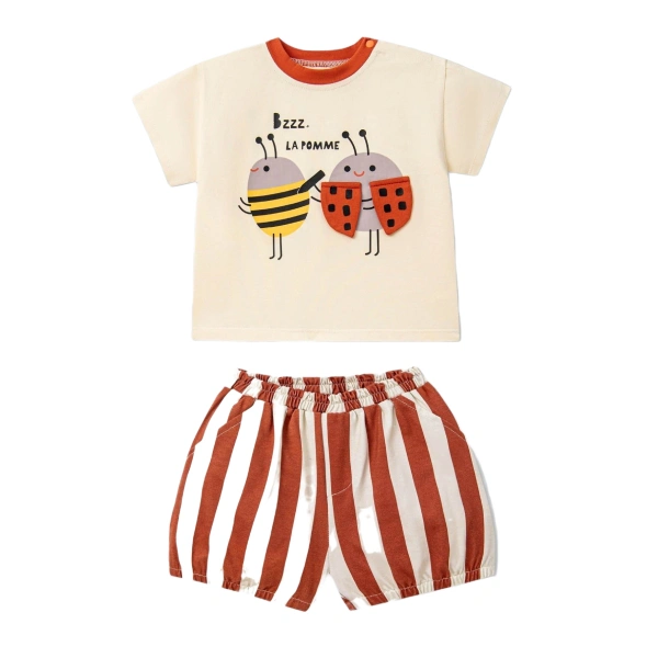 Bộ bé trai La Pomme cotton be cam