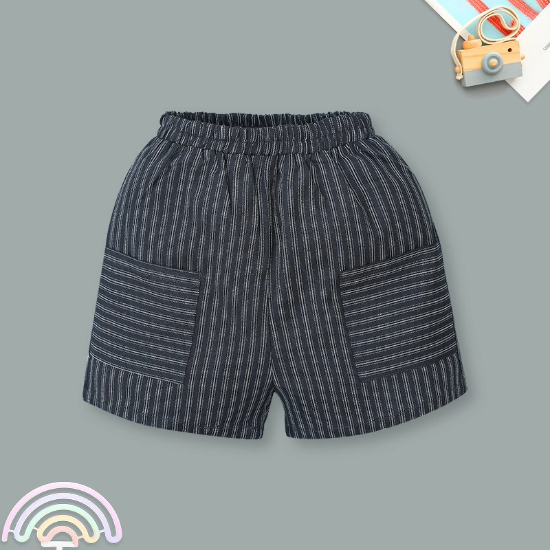 Bộ tay ngắn bé trai La Pomme phối quần kẻ bé yêu thanh lịch màu trắng - xanh dương 10