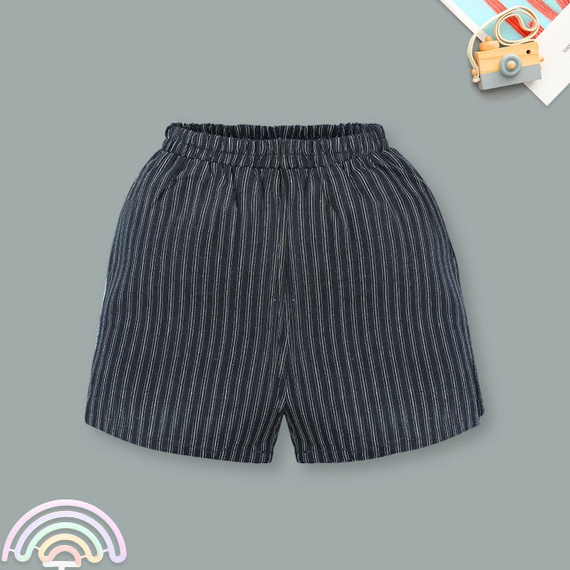 Bộ tay ngắn bé trai La Pomme phối quần kẻ bé yêu thanh lịch màu trắng - xanh dương 11