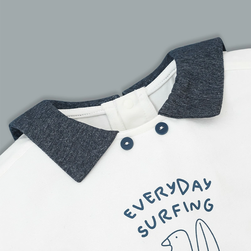 Bộ tay ngắn bé trai La Pomme phối quần kẻ bé yêu thanh lịch màu trắng - xanh dương 5