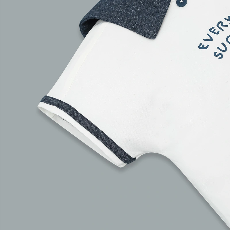 Bộ tay ngắn bé trai La Pomme phối quần kẻ bé yêu thanh lịch màu trắng - xanh dương 6