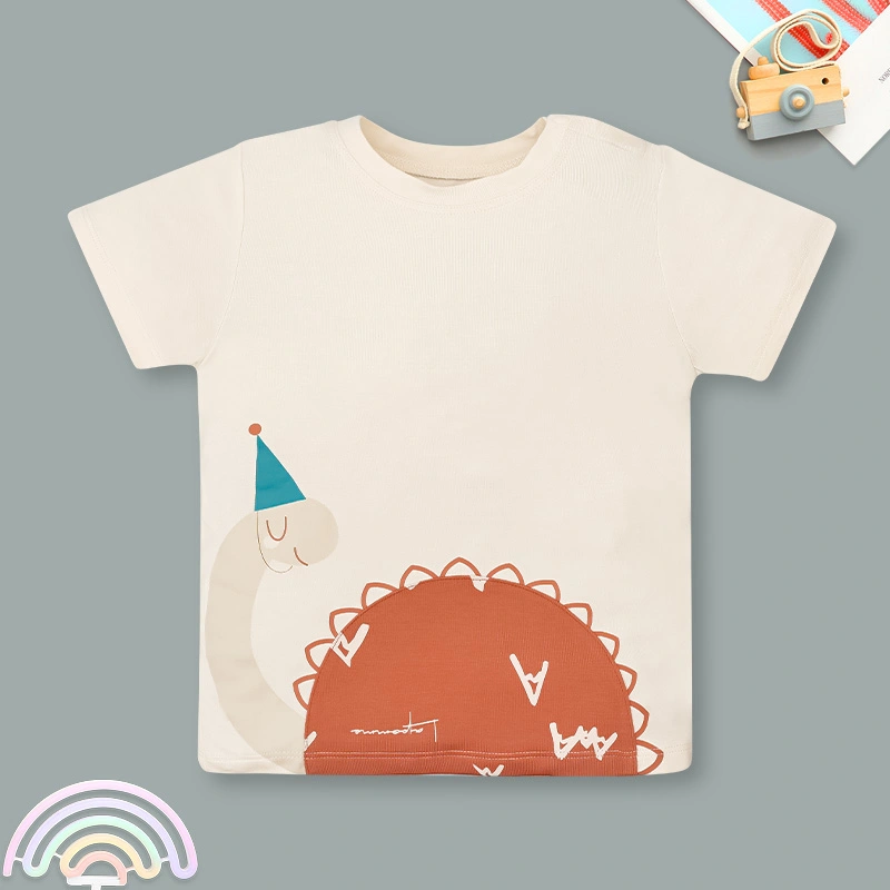 Bộ tay ngắn bé trai La Pomme tiệc sinh nhật bé khủng long màu cam 2