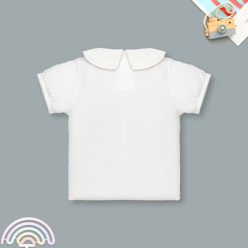 Bộ tay ngắn bé gái Ualarogo UR492 cổ cách điệu màu xám 15