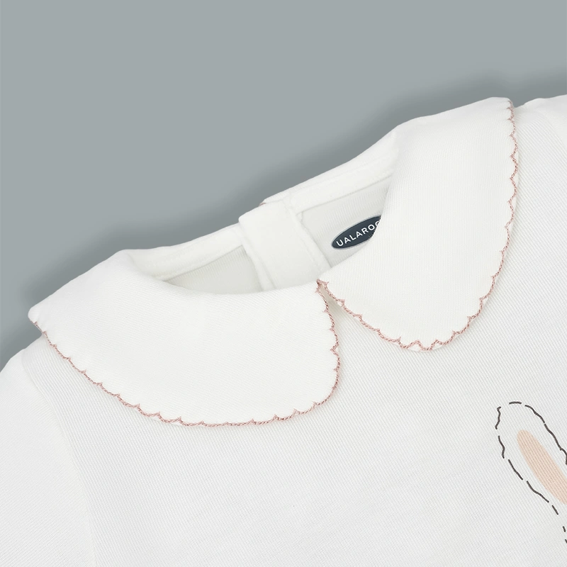 Bộ tay ngắn bé gái Ualarogo UR492 cổ cách điệu màu xám 16