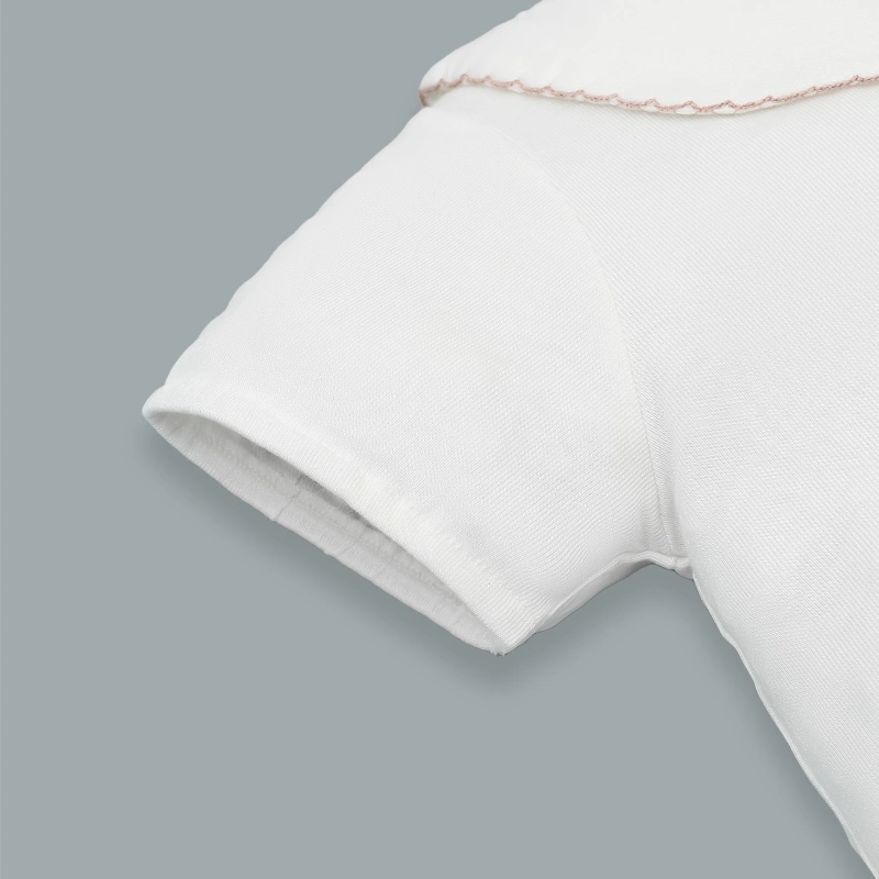 Bộ tay ngắn bé gái Ualarogo UR492 cổ cách điệu màu xám 17