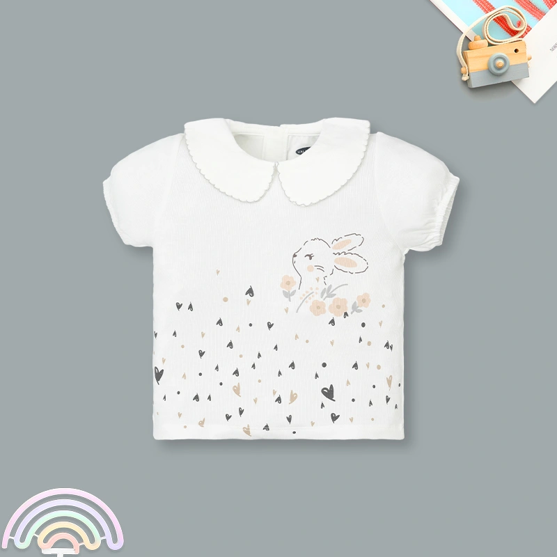 Bộ tay ngắn bé gái Ualarogo UR492 cổ cách điệu màu xám 2