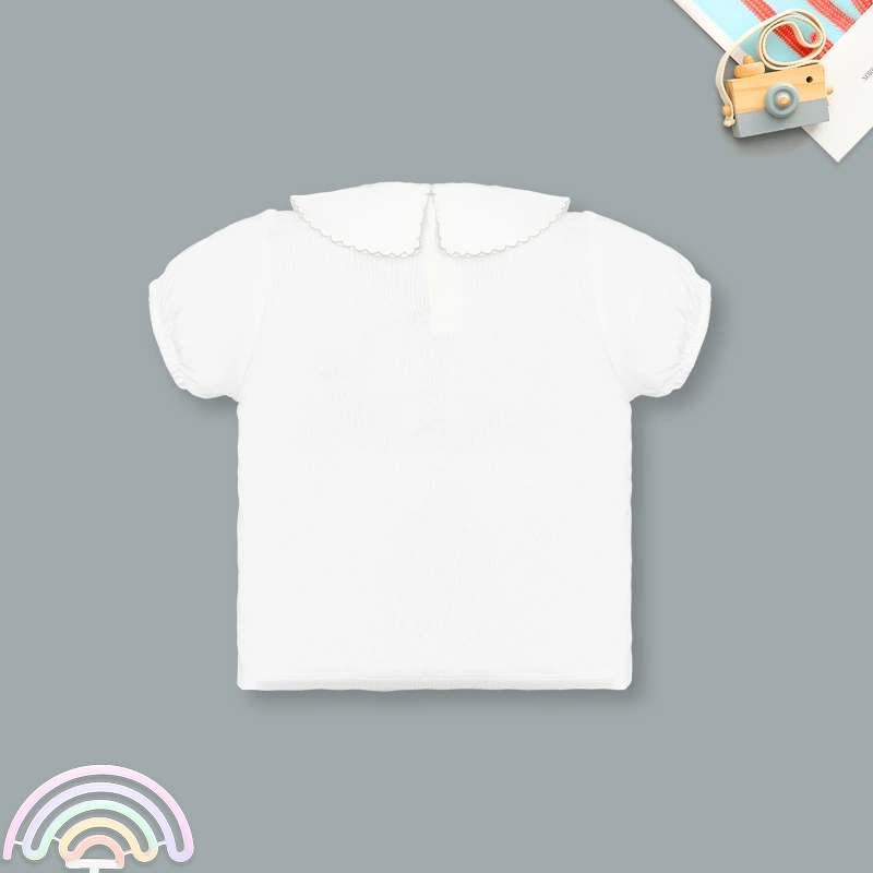 Bộ tay ngắn bé gái Ualarogo UR492 cổ cách điệu màu xám 3