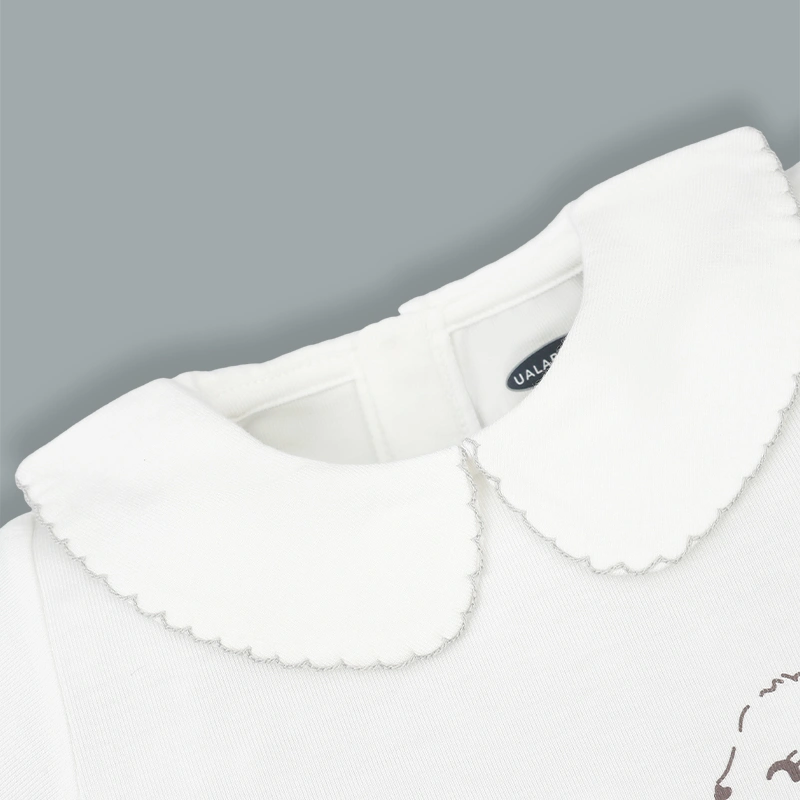 Bộ tay ngắn bé gái Ualarogo UR492 cổ cách điệu màu xám 4