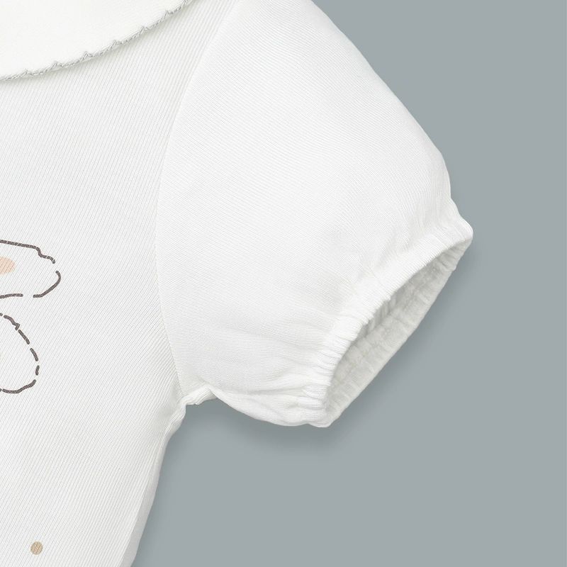 Bộ tay ngắn bé gái Ualarogo UR492 cổ cách điệu màu xám 5