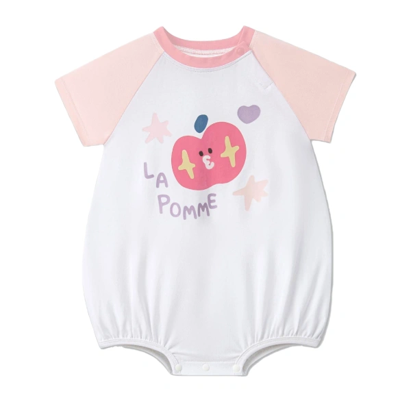 Bodysuit bé gái La Pomme cotton trắng hồng