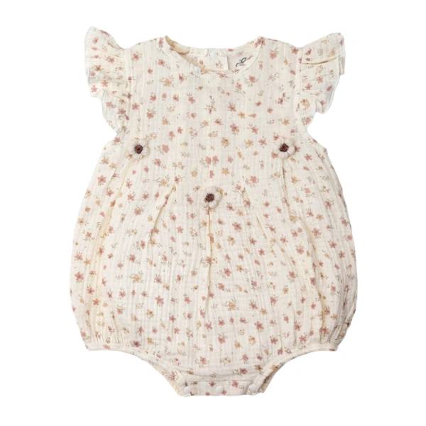 Bodysuit bé gái La Pomme cotton kem