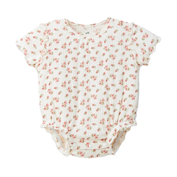Bodysuit bé gái La Pomme cotton kem