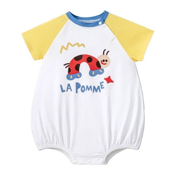 Bodysuit unisex La Pomme cotton trắng vàng