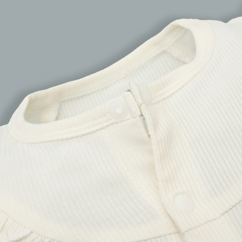 Bodysuit tay ngắn La Pomme bèo nhún tiểu thư điệu đà màu kem 6