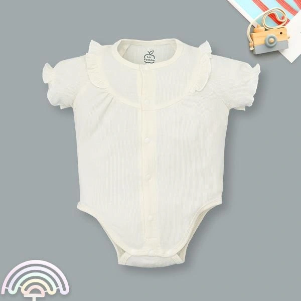 Bodysuit bé gái La Pomme sợi tre kem
