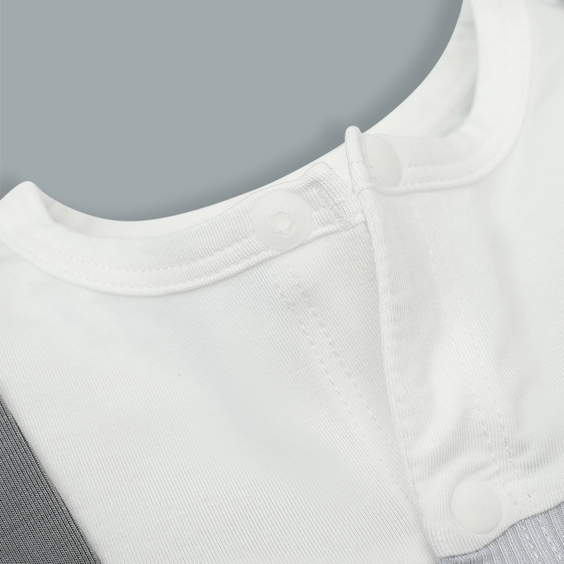 Bodysuit tay ngắn La Pomme giả yếm cún bông lém lỉnh màu trắng xám 7