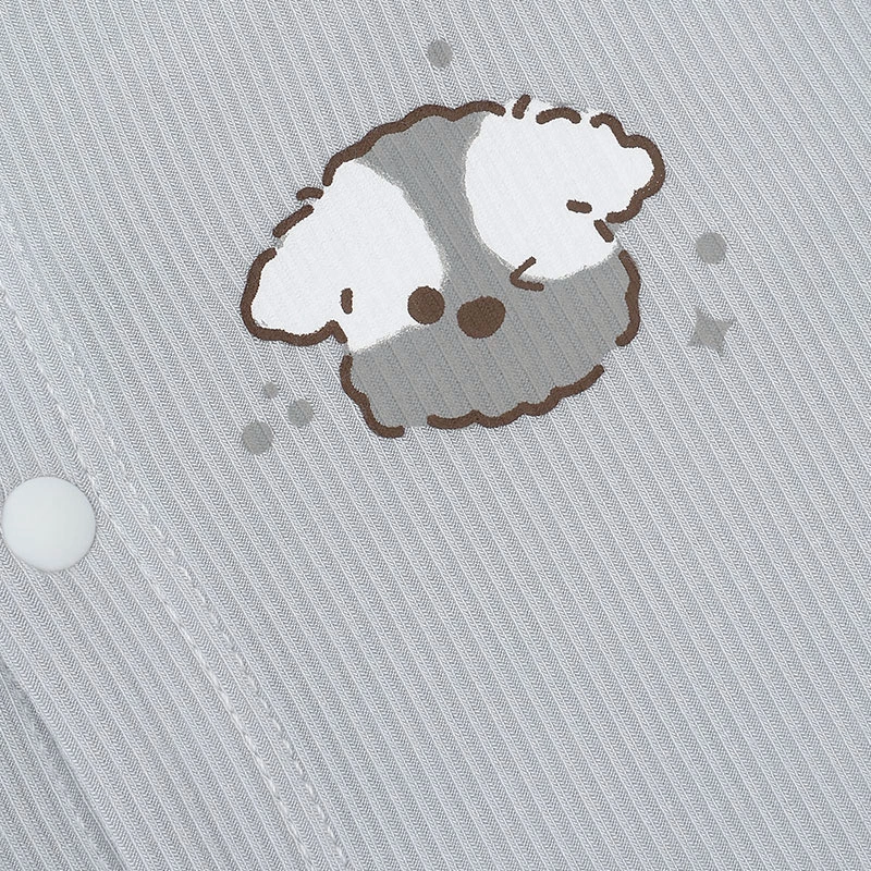 Bodysuit tay ngắn La Pomme giả yếm cún bông lém lỉnh màu trắng xám 8