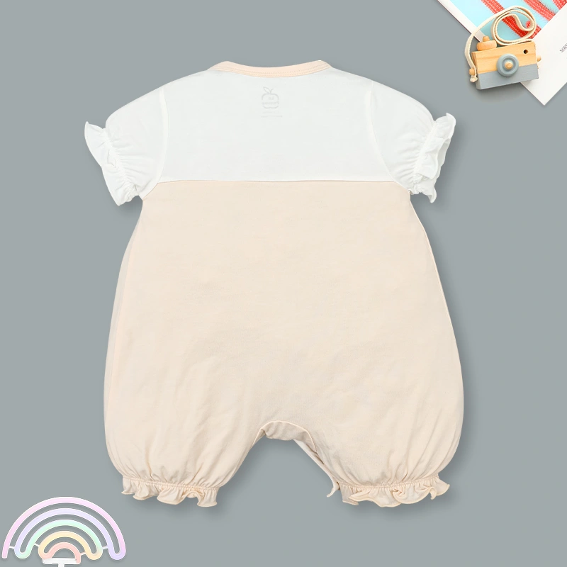 Bodysuit tay ngắn La Pomme kèm nơ dây yếm điệu đà màu hồng kem 4