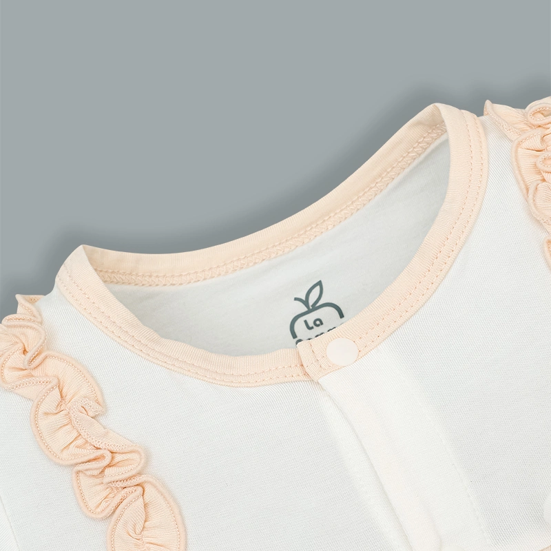 Bodysuit tay ngắn La Pomme kèm nơ dây yếm điệu đà màu hồng kem 5