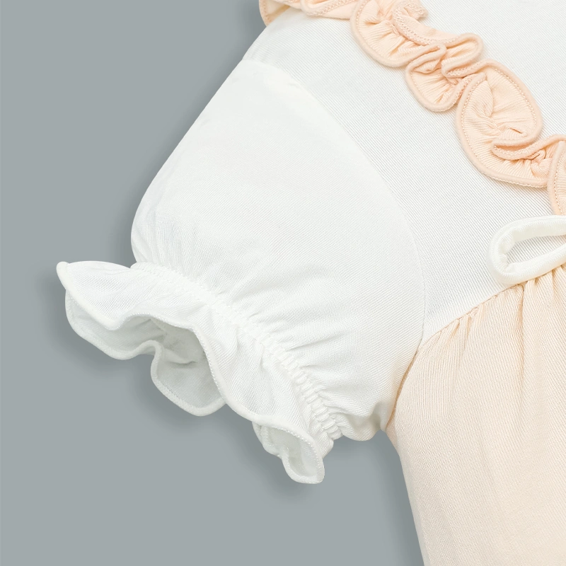 Bodysuit tay ngắn La Pomme kèm nơ dây yếm điệu đà màu hồng kem 6