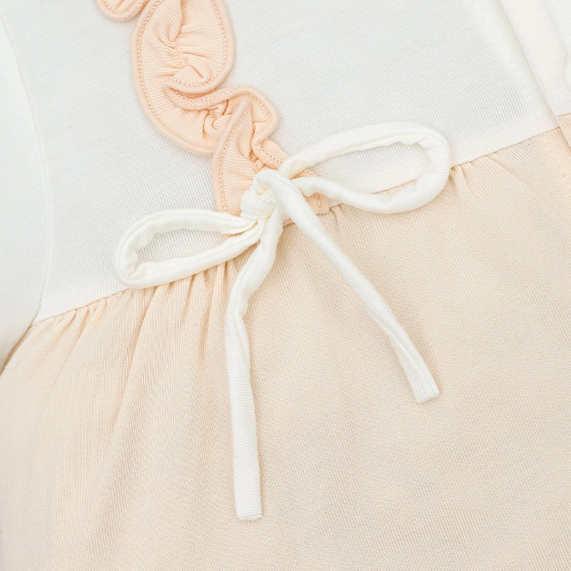 Bodysuit tay ngắn La Pomme kèm nơ dây yếm điệu đà màu hồng kem 9