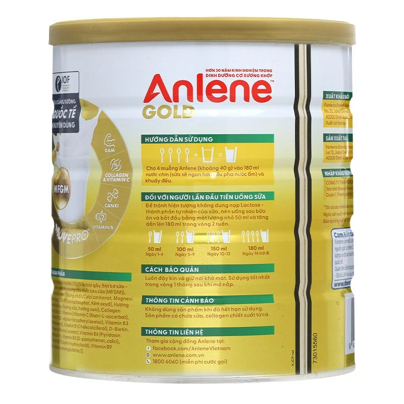 Sữa bột người lớn Anlene Gold hương vani 800g 15