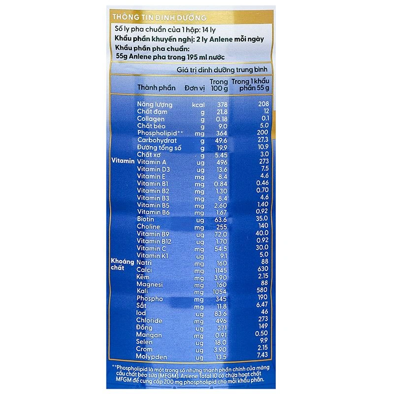 Sữa bột người lớn Anlene Total 10 hương vani 800g (mẫu mới) 19