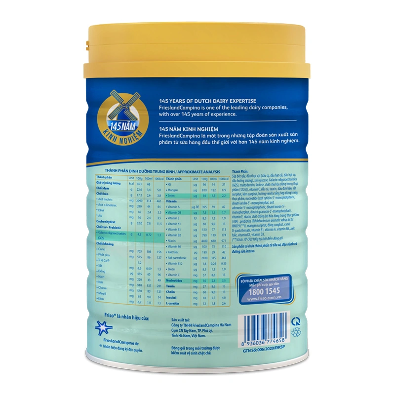 Sữa bột Friso Gold số 4 hương vani 850g/800g (2 - 6 tuổi) - Giao bao bì ngẫu nhiên 11
